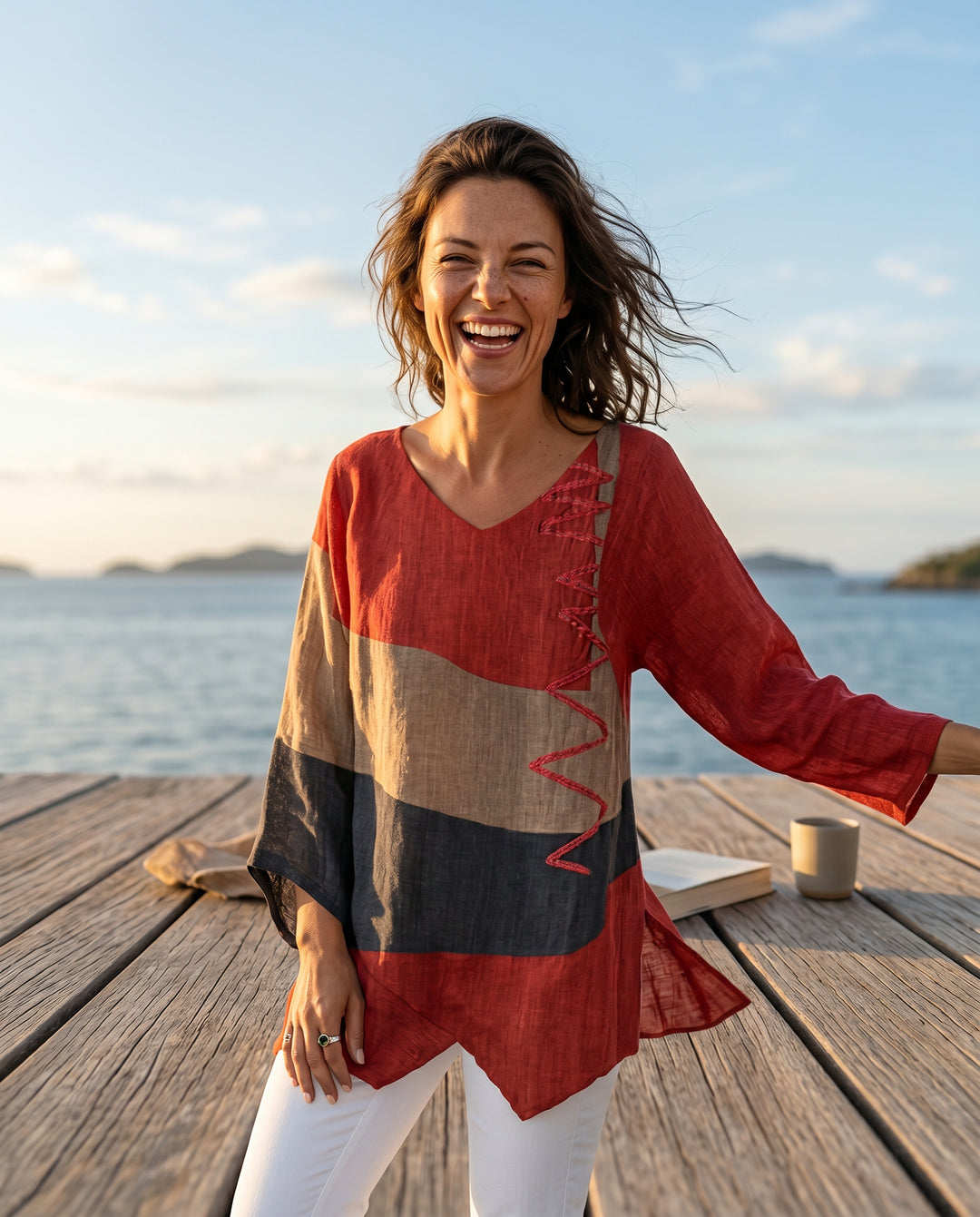 Daphne — Brushstroke-Print Asymmetric Tunic