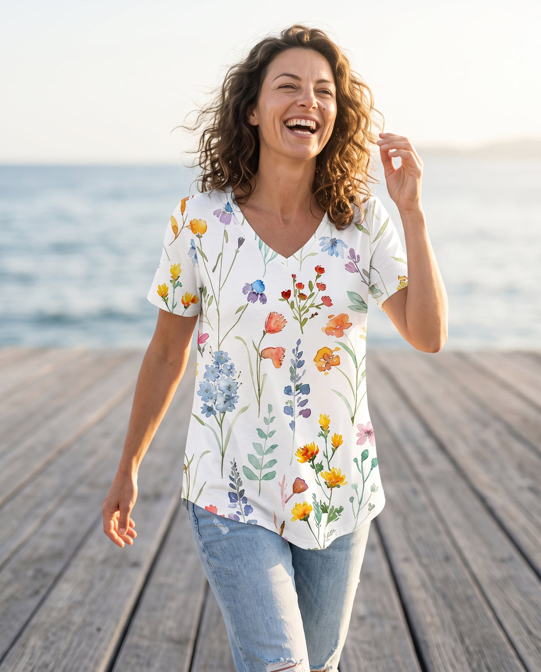 Della Rose — V-Neck Printed Tee