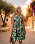 Junia — Leaf-Print Tiered Dress