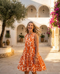 Junia — Leaf-Print Tiered Dress