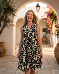 Junia — Leaf-Print Tiered Dress