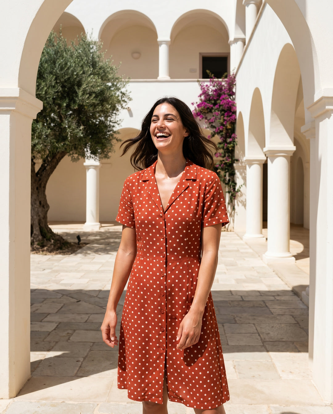 Hawise — Button-Detail A-Line Midi Dress