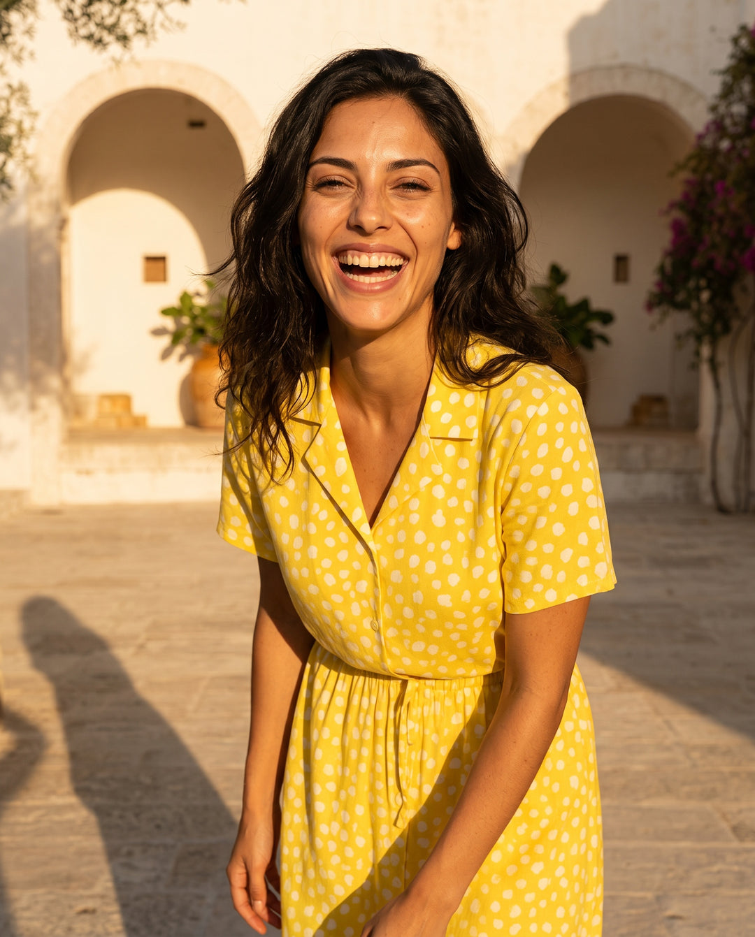 Hawise — Button-Detail A-Line Midi Dress