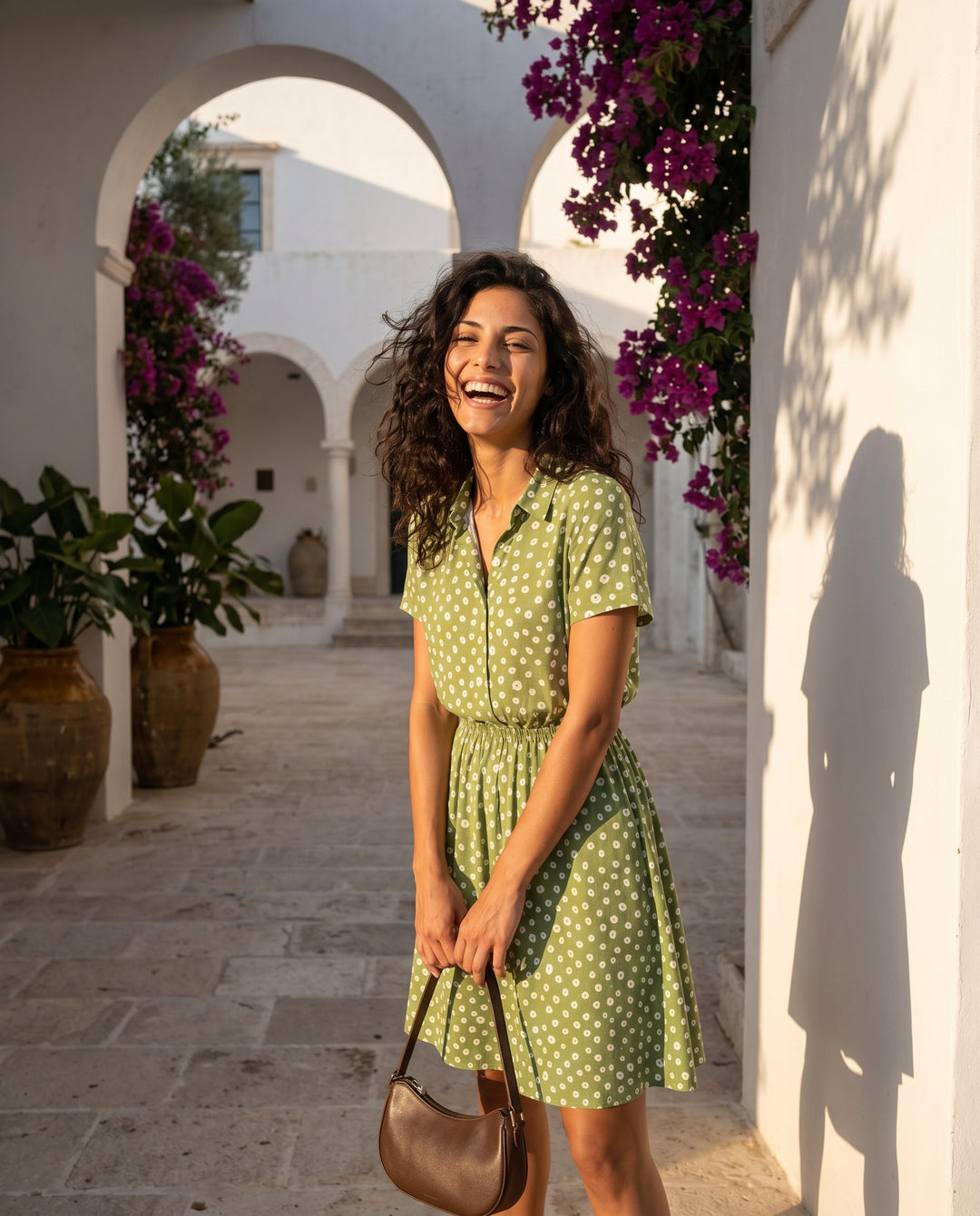 Hawise — Button-Detail A-Line Midi Dress