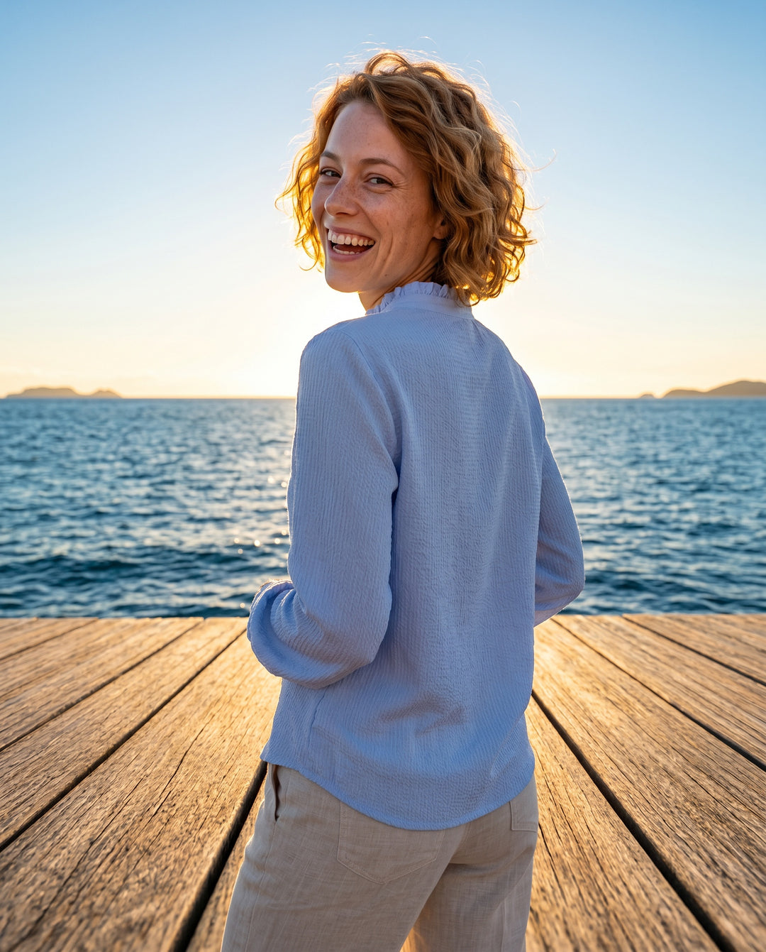 Marcella — Long-Sleeve Blouse with Ruffle Collar
