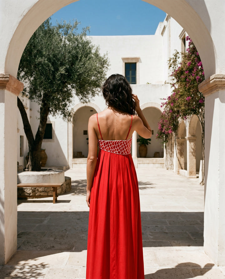 Elowen — Embroidered Wedding Guest Maxi Dress