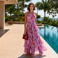 Coraline — Floral Ruffle Wedding Guest Maxi