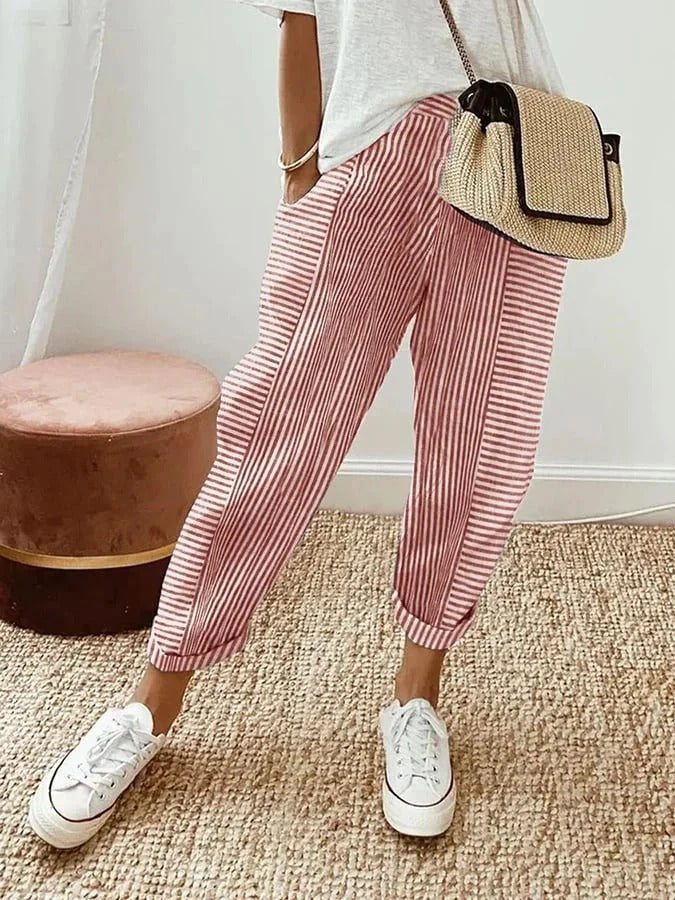 Steffi — Striped Cropped Trousers
