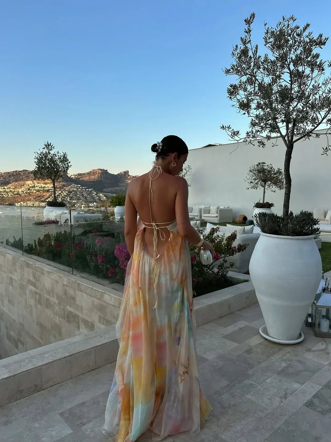 Soraya — Open-Back Printed Maxi Dress