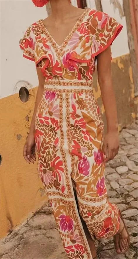 Florabel — Flutter-Sleeve Floral Maxi Dress