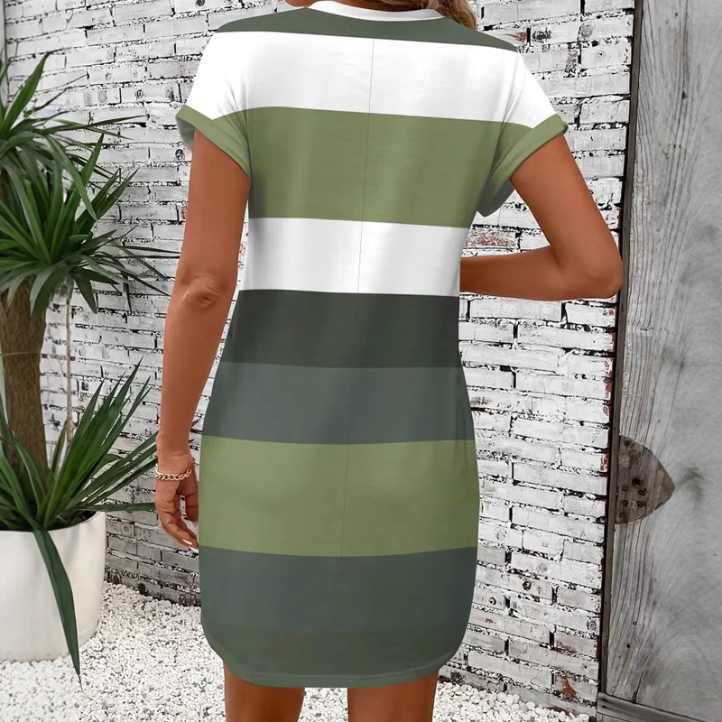 Elysia — Color-Block Round-Neck Dress