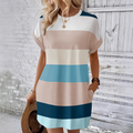 Elysia — Color-Block Round-Neck Dress