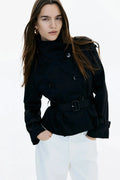 Isabeau — Women's Stand-Collar Tie-Belt Trench Coat