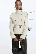 Isabeau — Women's Stand-Collar Tie-Belt Trench Coat