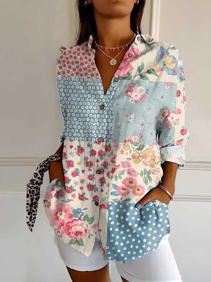 Daisy — Button-Front Floral Blouse