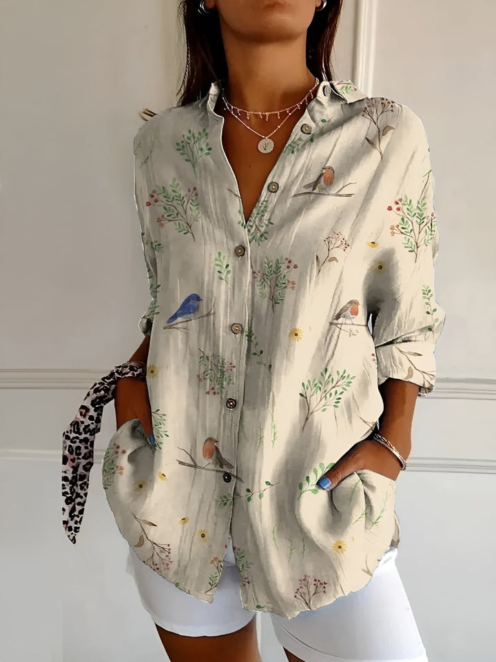 Daisy — Button-Front Floral Blouse