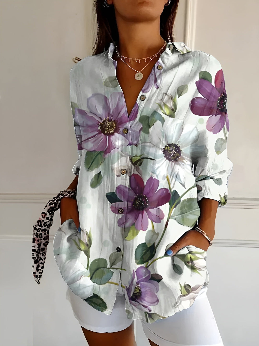 Daisy — Button-Front Floral Blouse