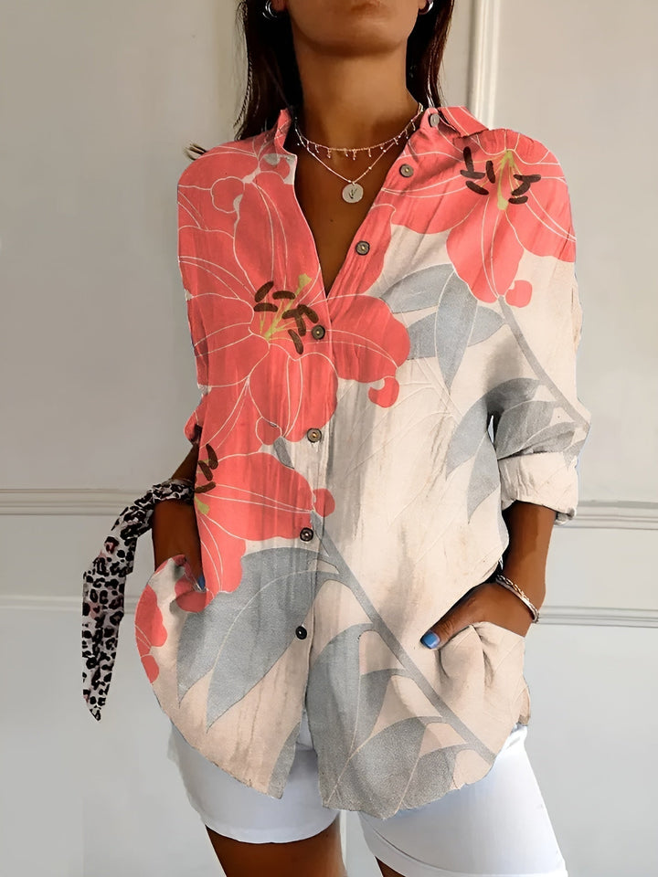 Daisy — Button-Front Floral Blouse