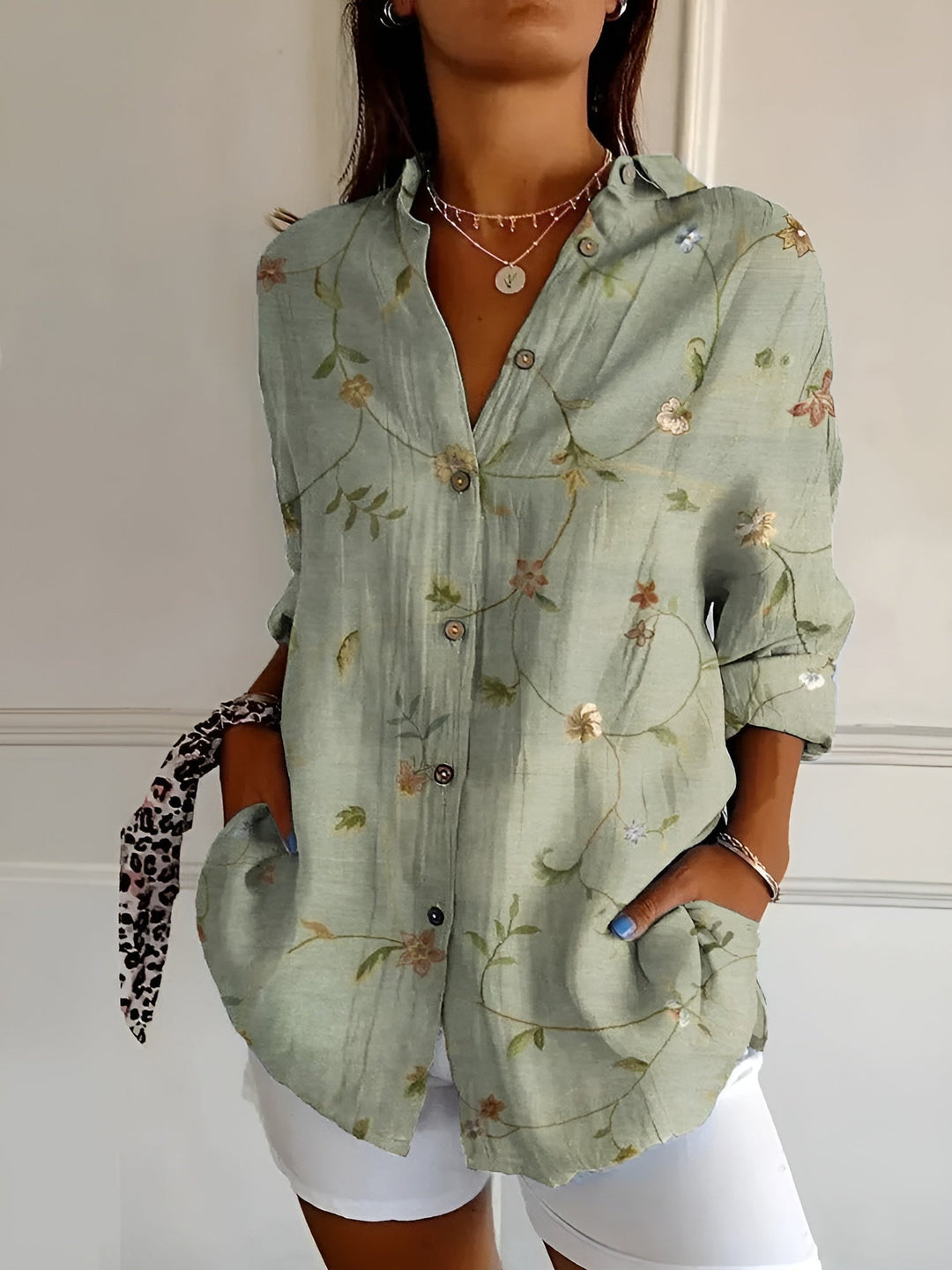Daisy — Button-Front Floral Blouse