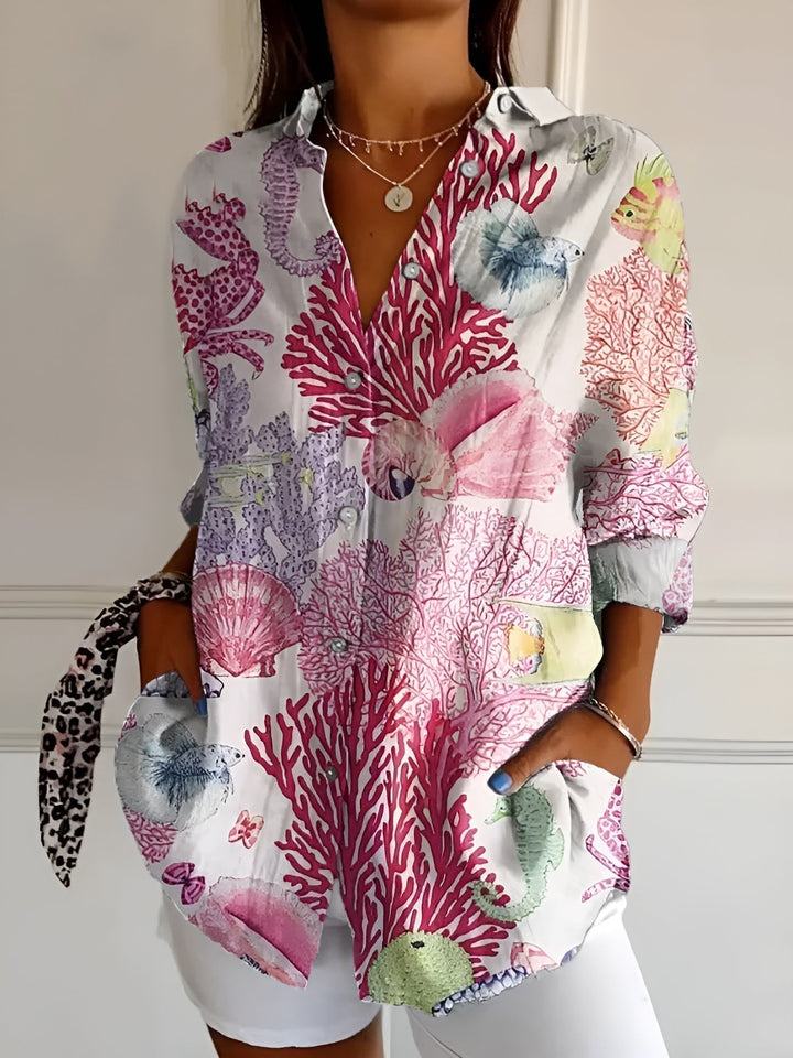 Daisy — Button-Front Floral Blouse