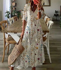 Eartha — Bohemian Leaf & Stripe Maxi Dress
