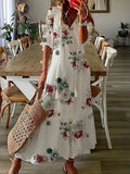 Eartha — Bohemian Leaf & Stripe Maxi Dress