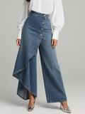 Olivia — Button-Front Wide-Leg Jeans