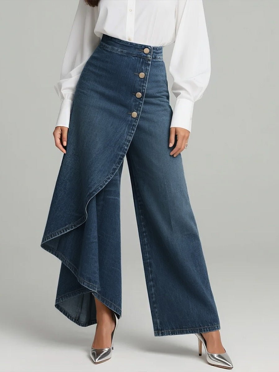 Olivia — Button-Front Wide-Leg Jeans