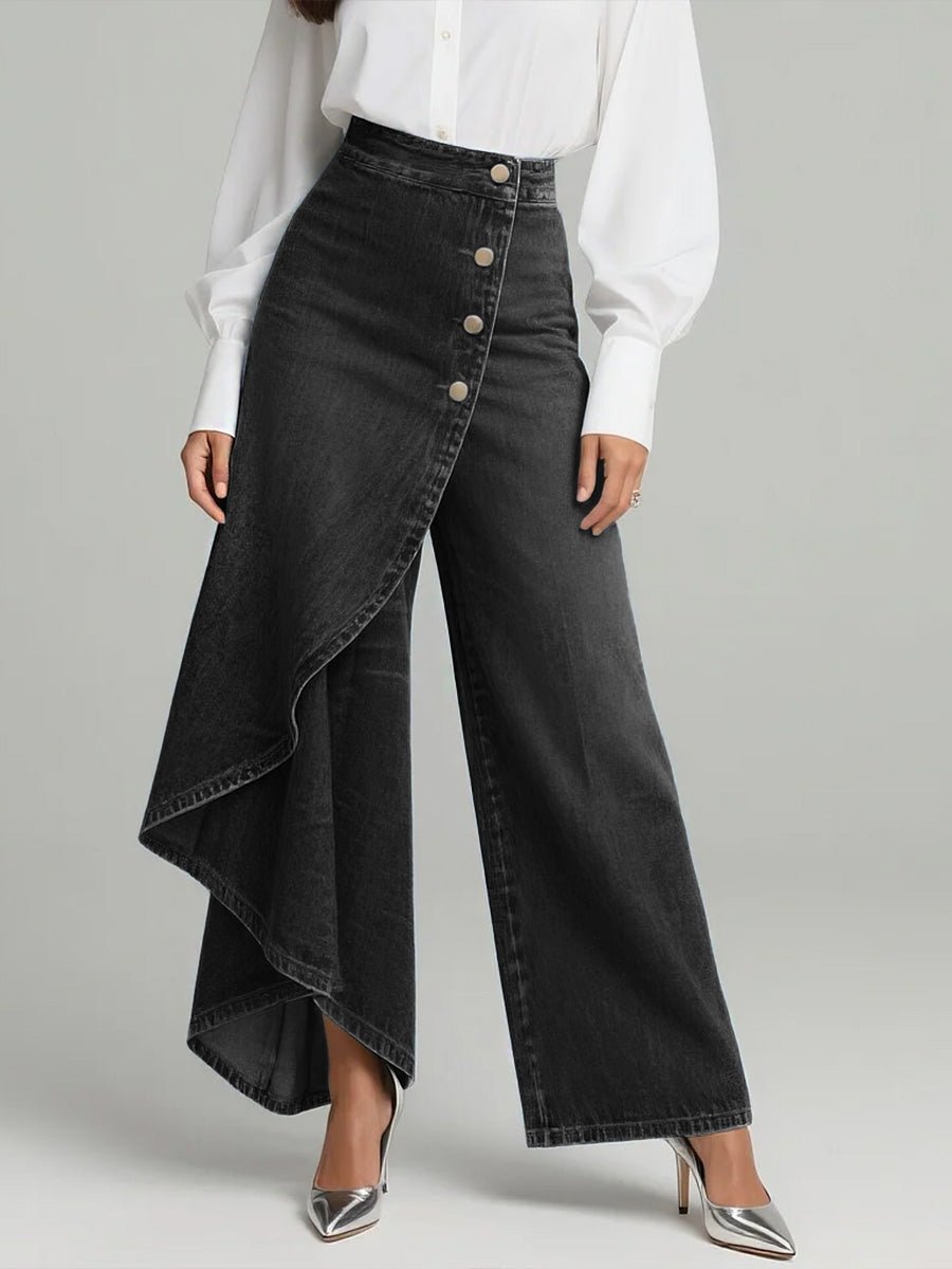 Olivia — Button-Front Wide-Leg Jeans