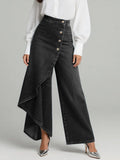 Olivia — Button-Front Wide-Leg Jeans