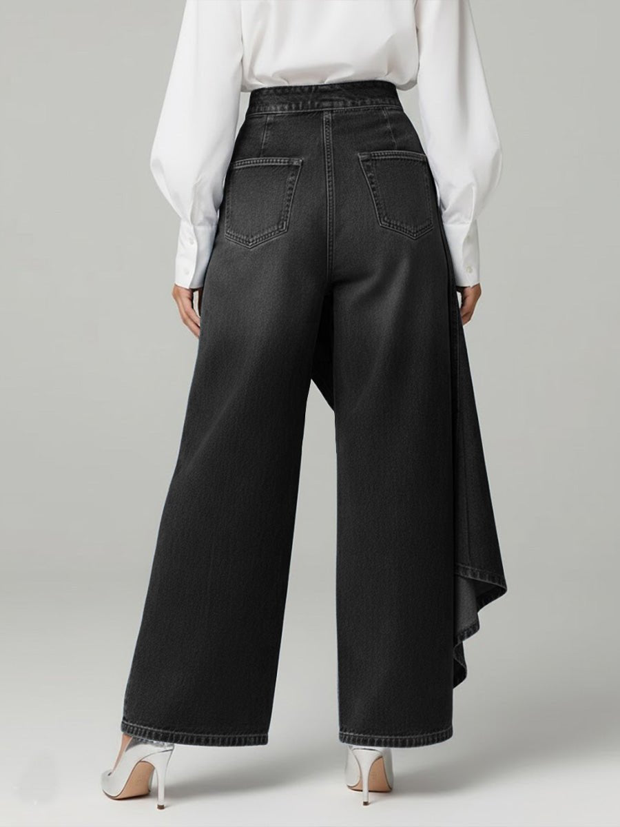 Olivia — Button-Front Wide-Leg Jeans