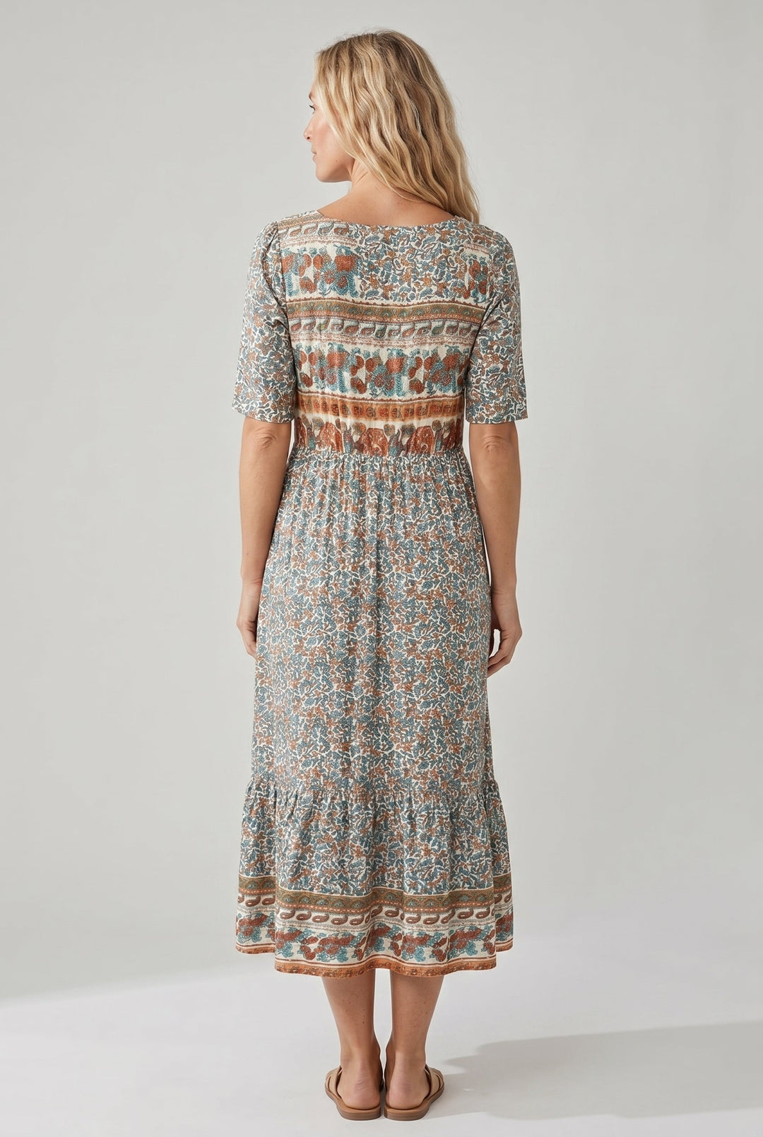 Marnie — Boho Square-Neck Midi Dress