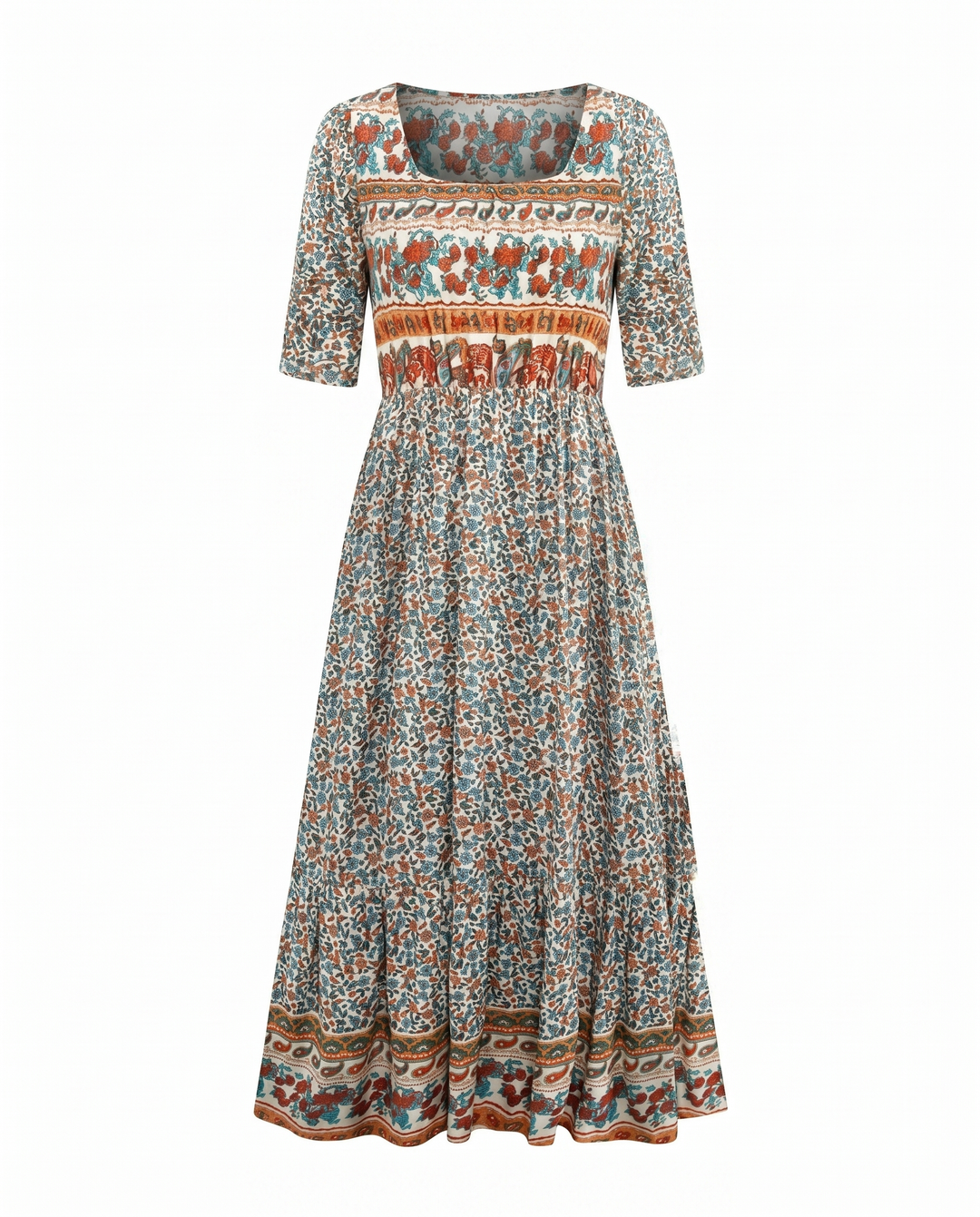 Marnie — Boho Square-Neck Midi Dress