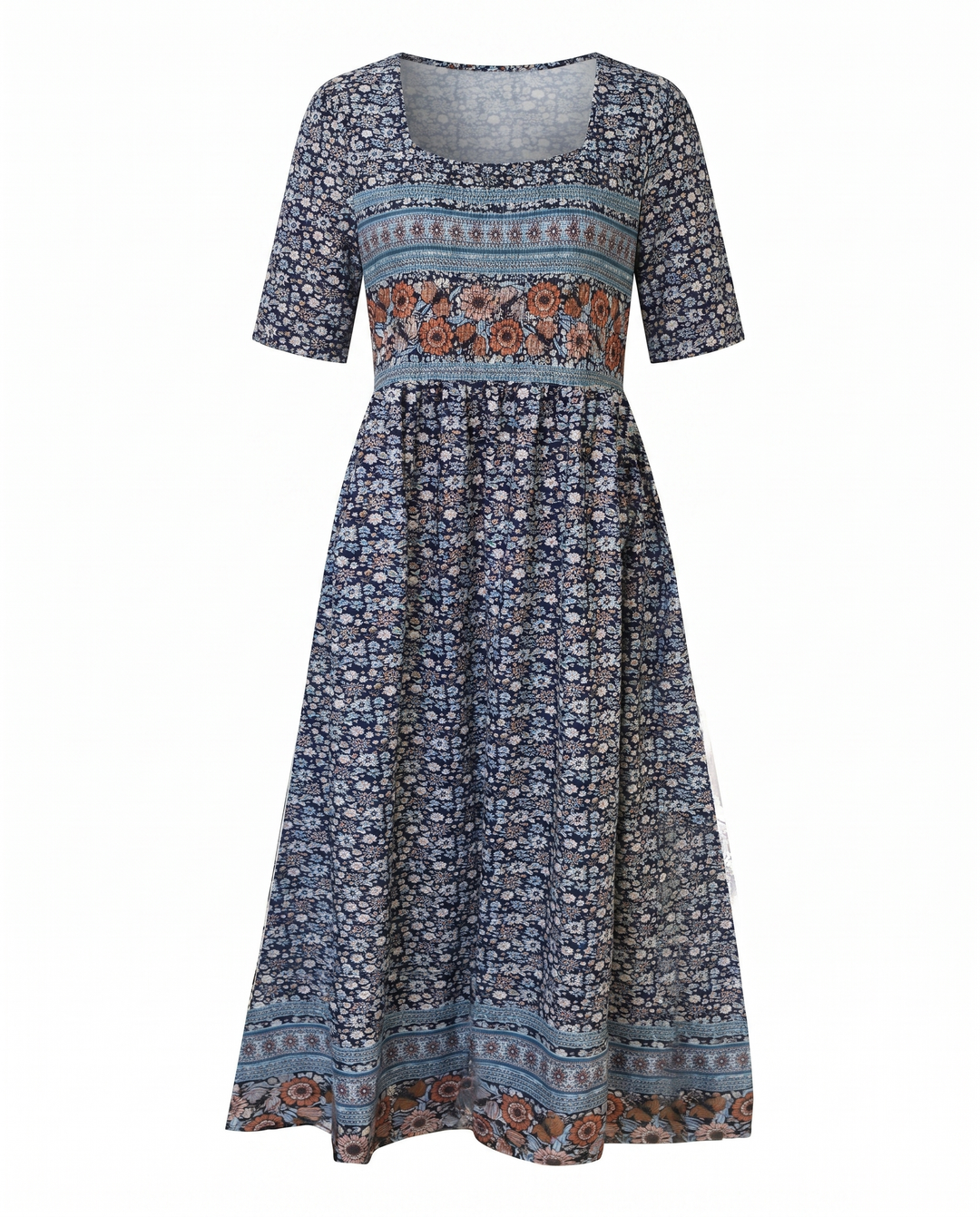 Marnie — Boho Square-Neck Midi Dress