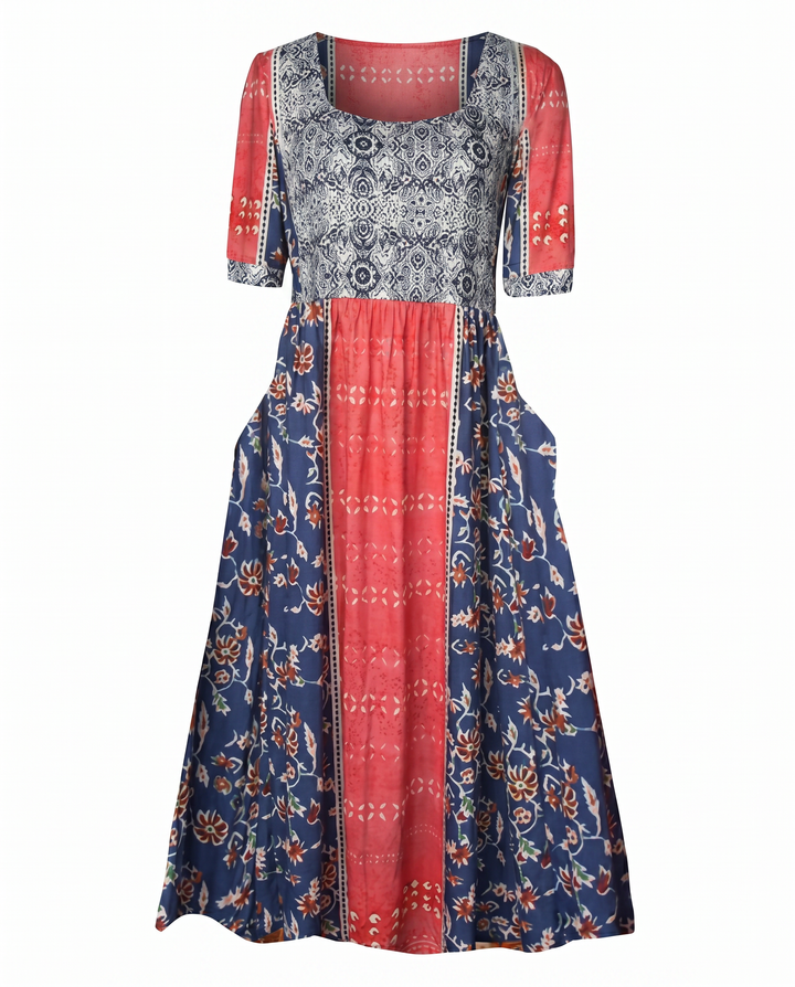 Marnie — Boho Square-Neck Midi Dress