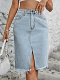 Mia — Front-Slit High-Waist Midi Skirt