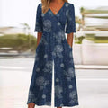 Opal — Boho Floral V-Neck Jumpsuit
