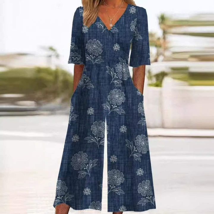 Opal — Boho Floral V-Neck Jumpsuit