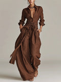 Bess — Belted Long-Sleeve Jumpsuit