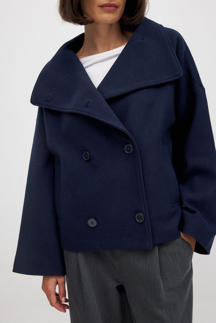 Edwina — Women’s Cropped Shawl-Lapel Coat