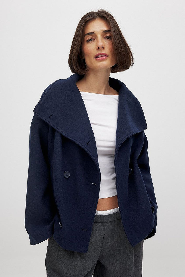 Edwina — Women’s Cropped Shawl-Lapel Coat
