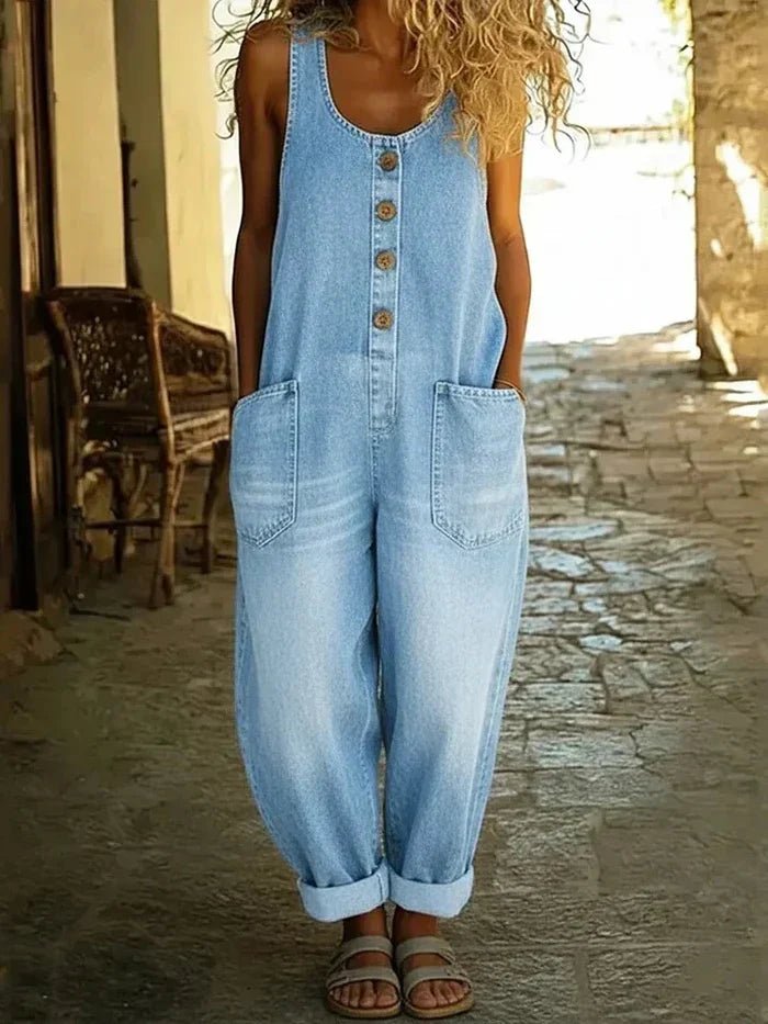 Juniper — Sleeveless Denim Jumpsuit