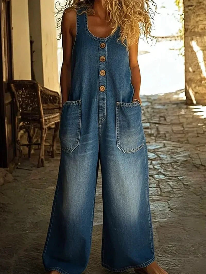 Juniper — Sleeveless Denim Jumpsuit