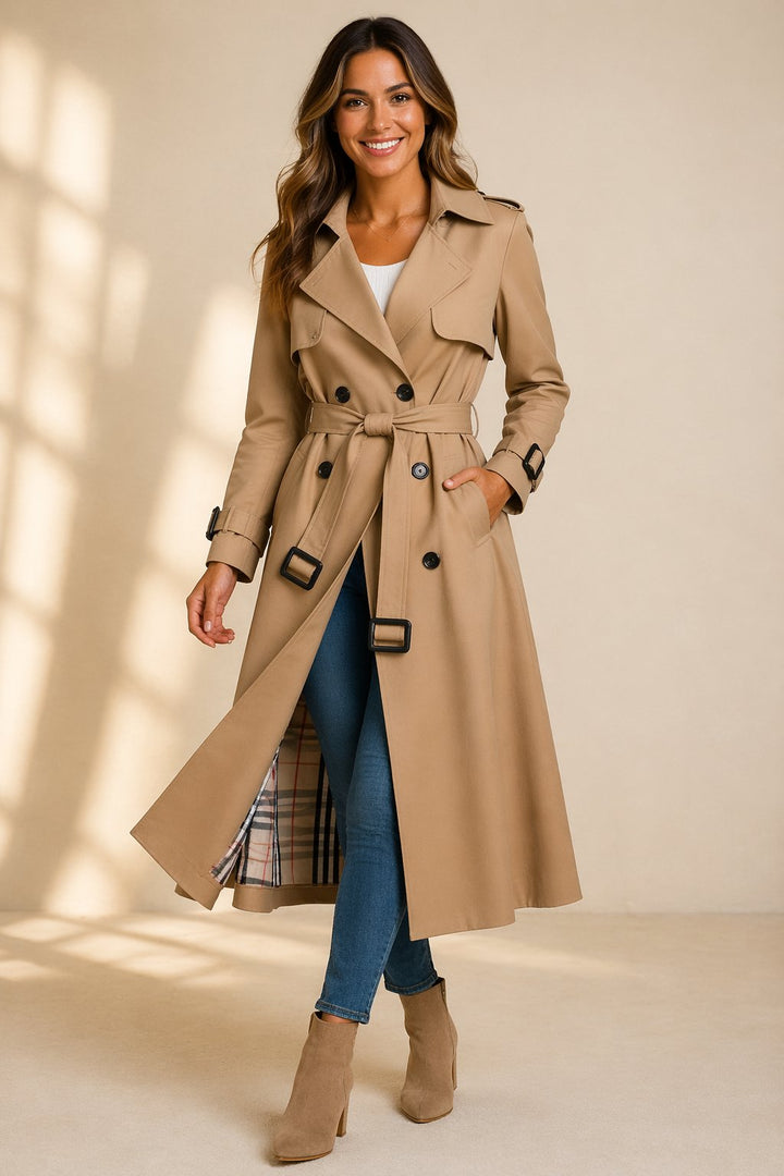 Fritha — Women’s Double-Breasted Belted Long Trench