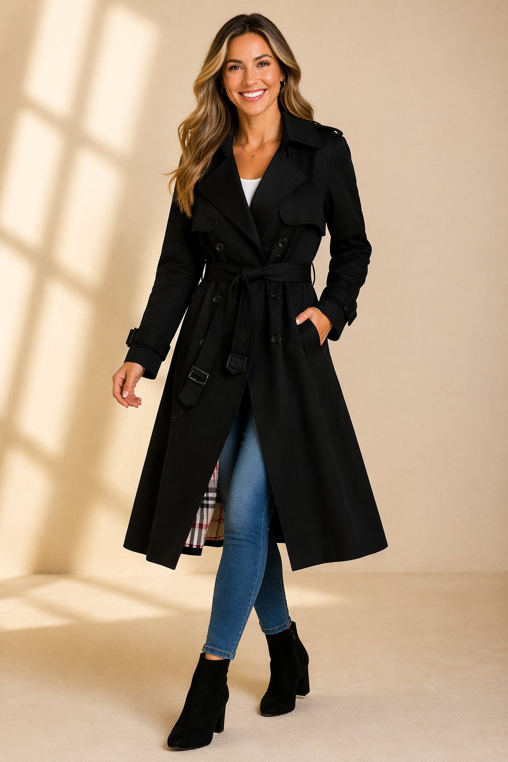 Fritha — Women’s Double-Breasted Belted Long Trench