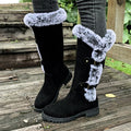 Scarlett — Women’s Faux Suede Fur-Trim Buckle Knee-High Boots