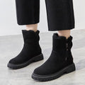 Grace — Women’s Fleece-Lined Suede Slip-On Chunky Ankle Boots