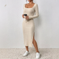Vesna — Women’s Scoop-Neck Side-Slit Knit Dress