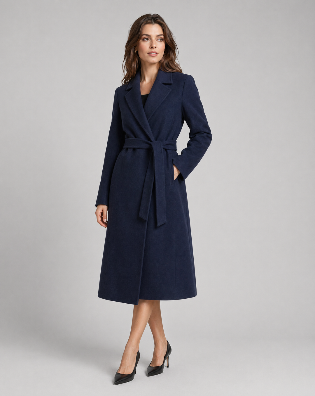 Lisbet — Women’s Notched-Lapel Wrap Trench Coat