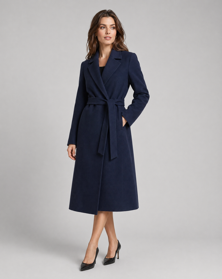 Lisbet — Women’s Notched-Lapel Wrap Trench Coat